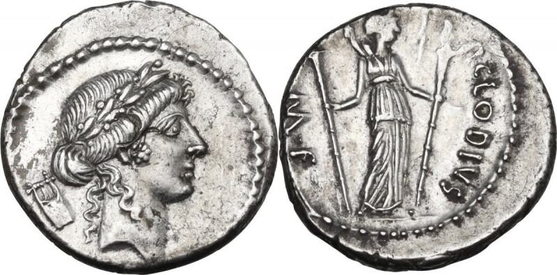 P. Clodius M.f. Turrinus. AR Denarius, 42 BC. Cr. 494/23; B. 15. AR. 3.87 g. 18....