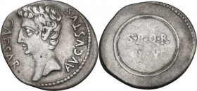 Augustus (27 BC - 14 AD). AR Denarius. Uncertain Spanish mint (Colonia Patricia?), c. 19 BC. RIC I (2nd ed.) 42b. AR. 3.63 g. 20.50 mm. R. VF/About VF...