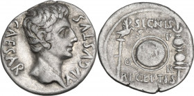 Augustus (27 BC - 14 AD). AR Denarius. Uncertain Spanish mint (Colonia Patricia?), c. 19 BC. RIC I (2nd ed.) 86a. AR. 3.67 g. 19.00 mm. Banker's mark ...