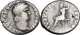 Nero (54-68). AR Denarius, Rome mint, c. 64-65 AD. RIC I (2nd ed.) 53. AR. 3.10 g. 17.50 mm. Good F/F.