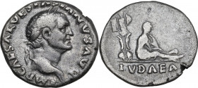 Vespasian (69-79 AD). AR Denarius, Rome mint, 70 AD. RIC II 15; C. 226; Hendin 759. AR. 3.37 g. 17.50 mm. Toned. VF/About VF.