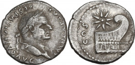 Vespasian (69-79). AR Denarius, 77-78 AD. RIC II 108; C. 136. AR. 3.11 g. 17.00 mm. VF.