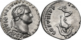 Titus (79-81). AR Denarius, 80 AD. RIC II 26b; C. 309. AR. 2.78 g. 18.00 mm. Brilliant and lightly toned. A little of centre, otherwise. about EF.