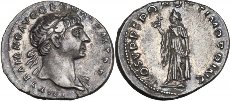 Trajan (98-117). AR Denarius, Rome mint. RIC II 127. AR. 3.20 g. 19.50 mm. A sup...