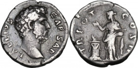 Aelius (Caesar 136-138). AR Denarius, 137 AD. RIC II (Hadr.) 423; C. 53. AR. 2.85 g. 17.00 mm. R. Rare. Nicely toned. VF.