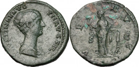 Faustina II, wife of Marcus Aurelius (died 176 AD). AE Sestertius, struck under Antoninus Pius, 145-146 AD. RIC III (A. Pius) 1388. AE. 25.95 g. 34.00...