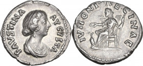 Faustina II, wife of Marcus Aurelius (died 176 AD). AR Denarius, struck under M. Aurelius. RIC III (M. Aur.) 698; C. 145. AR. 2.88 g. 17.50 mm. A choi...