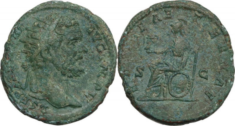 Septimius Severus (193-211). AE Dupondius, 195 AD. RIC IV 697; C. 617. AE. 10.04...