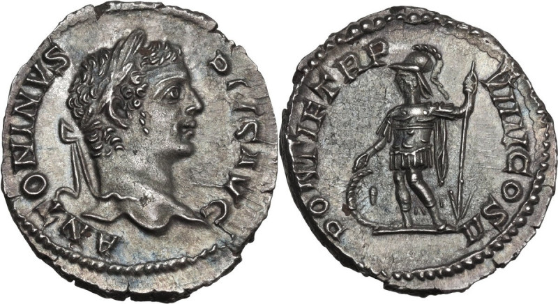 Caracalla (198-217). AR Denarius, 206 AD. RIC IV 83. AR. 2.77 g. 20.00 mm. Sharp...