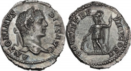 Caracalla (198-217). AR Denarius, 206 AD. RIC IV 83. AR. 2.77 g. 20.00 mm. Sharply struck, from masterly engraved dies, and superb. Lovely iridescent ...