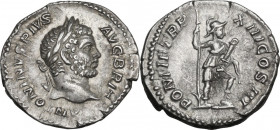 Caracalla (198-217). AR Denarius, 210 AD. RIC IV 117b; C. 478. AR. 3.15 g. 18.50 mm. Perfectly centred on a broad flan, superb and lightly toned. Abou...