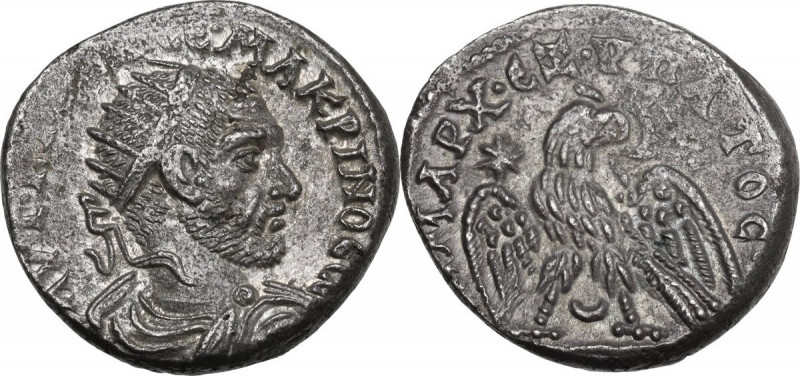 Macrinus (217-218). BI Tetradrachm. Carrhae mint (Mesopotamia). Prieur 836. BI. ...