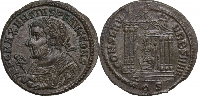 Maxentius (306-312). AE Follis, Aquileia mint. RIC VI 124. AE. 6.54 g. 25.00 mm....