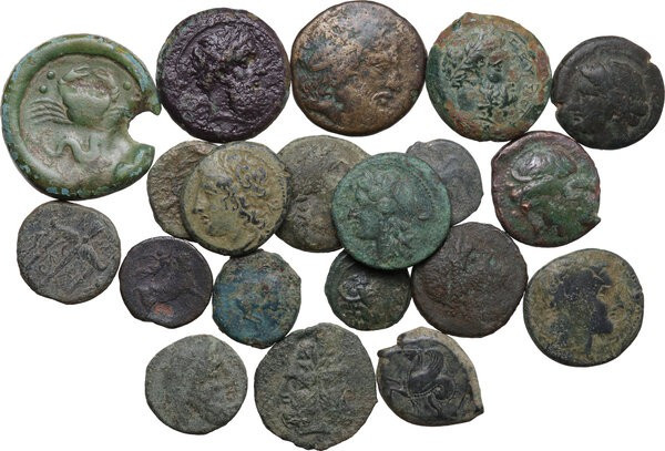 Greek Sicily. Multiple lot of twenty (20) unclassified AE coins. AE.