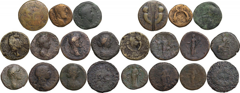 The Roman Empire. Multiple lot of eleven (11) unclassified AE Sestertii. AE. Int...