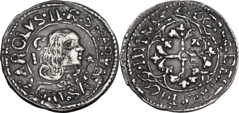 Cagliari. Carlo II di Spagna (1665-1700). Reale 1696. CNI 73; MIR (Italia merid....