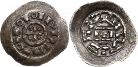 Venezia. Ottone II o III di Sassonia (973-1002). Denaro scodellato. CNI tav. II, 19 (Milano); MIR (Milano) -. AR. 1.03 g. 22.00 mm. RR. Bel BB. L'attr...