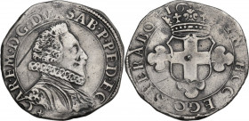 Carlo Emanuele I (1580-1630). 2 Fiorini 162[.], (III tipo). MIR (Savoia) 647; Sim. 60/16-19. AG. 5.88 g. 28.00 mm. R. Bella patina di monetiere. BB+.
