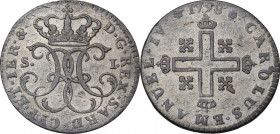 Carlo Emanuele IV (1796-1800). Soldo 1798. MIR (Savoia) 1016d; Mont. 26. MI. 1.95 g. 19.50 mm. NC. Argentatura. SPL.