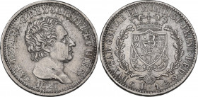 Carlo Felice (1821-1831). Lira 1827 G. Pag. 101; Mont. 96. AG. 23.00 mm. Bel BB.