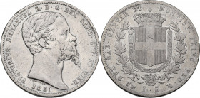 Vittorio Emanuele II Re di Sardegna (1849-1861). 5 lire 1851 G. Pag. 372; Mont. 43. AG. 37.00 mm. R. qBB.