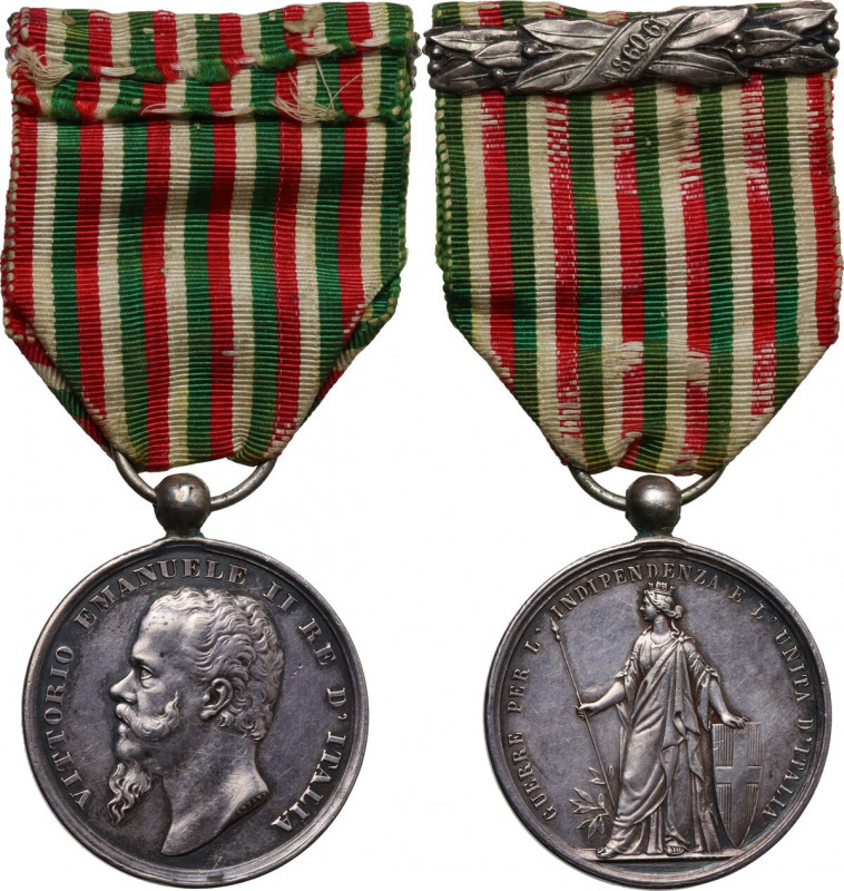 Vittorio Emanuele II (1849-1878). Medaglia 1865 commemorativa delle Guerre per l...