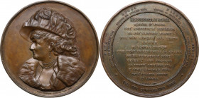 Regnando Umberto I (1844-1900). Margherita di Savoia (1851-1926). Medaglia 1886 per il compleanno della Regina. AE. 66.00 mm. Opus: G. Vagnetti. Segne...