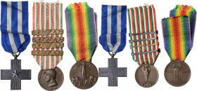 Vittorio Emanuele III (1900-1943). Lotto di tre decorazioni con nastrini. AE. SPL.