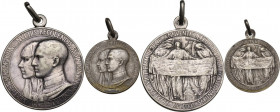 Regnando Vittorio Emanuele III (1900-1943), Umberto II (1904-1983). Coppia di medaglie 1931 per l'ostensione della Sacra Sindone. AE argentato. Opus: ...