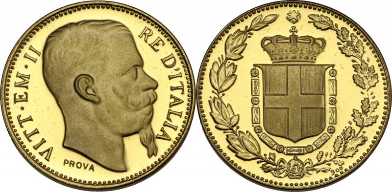 Vittorio Emanuele II (1820-1878). Medaglia PROVA, XX sec. AG dorato. 25.00 mm. O...
