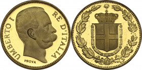 Umberto I (1844-1900). Medaglia PROVA, XX sec. AG dorato. 25.00 mm. Opus: C. Affer. FDC.