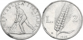 2 Lire 1946. Mont. 3. IT. 24.10 mm. R. Graffietti da contatto. BB.