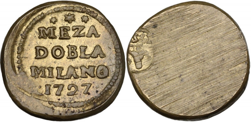 Milano. Peso dello scudo in oro, 1727, area di produzione: Milano. Ottone. 3.31 ...