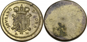 Milano. Peso della sovrana, sigle A M, primo quarto del XIX secolo, area di produzione Milano. Zavattoni 932. Ottone. 11.11 g. 25.00 mm. qSPL.