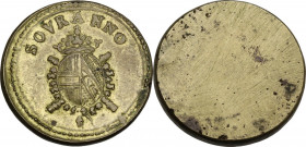Milano. Peso della sovrana, primo quarto del XIX sec., area di produzione Milano. Zavattoni 954. Ottone. 11.08 g. 24.00 mm. BB+.