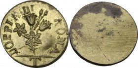 Roma. Peso della mezza doppia romana, sigla T, prima metà del XIX sec., area di produzione Milano/Roma. Zavattoni 341. AE. 2.78 g. 19.00 mm. SPL.
