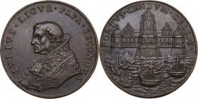 Giulio II (1503-1513), Giuliano della Rovere. Medaglia 1664 di restituzione per la costruzione della Rocca Giulia di Civitavecchia. Arm. II, 112, 16; ...