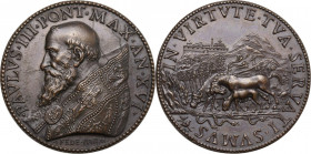 Paolo III (1534-1549), Alessandro Farnese. Medaglia A. XVI. Arm. I, 224, 16; Mod. CNORP 369; Patr. pag. 39. AE. 36.00 mm. Opus: G. Bonzagna. RR. Ricon...