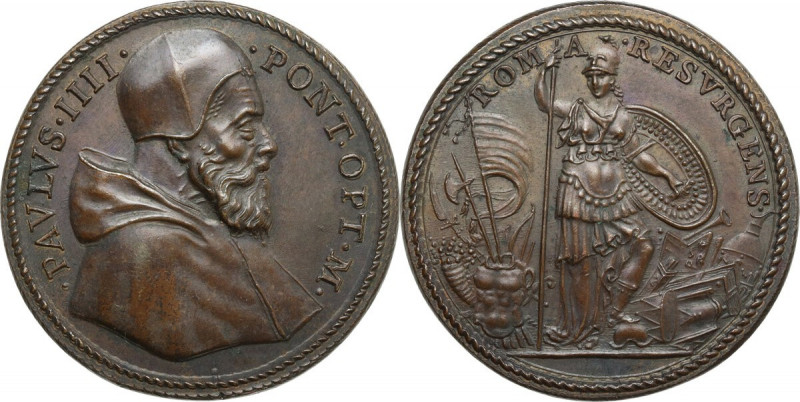 Paolo IV (1555-1559), Giampietro Carafa. Medaglia s.d. (1557). Arm. III, 104 D; ...