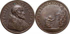 Pio IV (1559-1565), Gian Angelo de' Medici. Medaglia s.d. Mod. CNORP 504; Patr. pag. 47. AE. 30.00 mm. Opus: G. Bonzagna. R. Riconio ibrido. SPL.