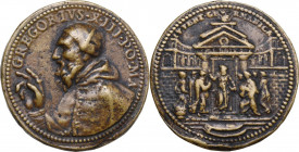Gregorio XIII (1572-1585), Ugo Boncompagni. Medaglia per il restauro e l'ampliamento del Collegio Germanico in Roma. Arm. I, 287, 1; Mod. CNORP 701; T...