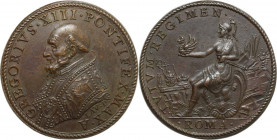 Gregorio XIII (1572-1585), Ugo Boncompagni. Medaglia 1575 per l'apertura della Porta Santa. Mod. CNORP 744; Patr. pag. 56. AE. 33.50 mm. Opus: L. Frag...