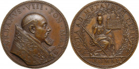 Urbano VIII (1623-1644) Maffeo Barberini. Medaglia A. XXI. Bart. E. p. 31. AE. 40.50 mm. Opus: G. Molo. R. Riconio ibrido. SPL+.