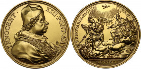 Innocenzo XIII (1721-1724), Michelangelo Conti. Medaglia 1721. Cf. Mis. 160; Patr. I / 4. AE dorato. 48.50 mm. Opus: E. Hamerani. Riconio ufficiale de...
