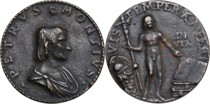 Pietro Monti (sec. XV-XVI), letterato e uomo d'armi. Medaglia fusa, inizi XVI se...