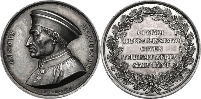 Cosimo I de' Medici (1519-1574). Medaglia, XIX sec. AG. 42.00 mm. Opus: P. Girom...