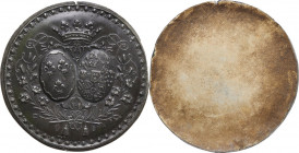 Maria Carolina Ferdinanda di Borbone (1798-1870) Duchessa di Berry. Grande placca unifacie in peltro, prova di sigillo(?). Peltro. 96.00 mm. Opus: Lef...