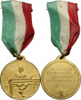 Regia Scuola Professionale F. Martini di Montecatini. Medaglia. AE dorato. 30.00 mm. Appiccagnolo e nastrino. SPL.