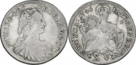 Hungary. Maria Theresia (1740-1780). AR 15 Kreuzer 1746 KB, Kremnitz mint. Huszar 1712; Herinek 1112. AR. 6.06 g. 28.00 mm. About VF.