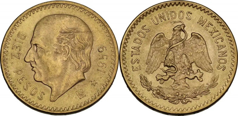 Mexico. AV 10 Pesos 1959 R. KM 473. AV. 8.36 g. 22.00 mm.